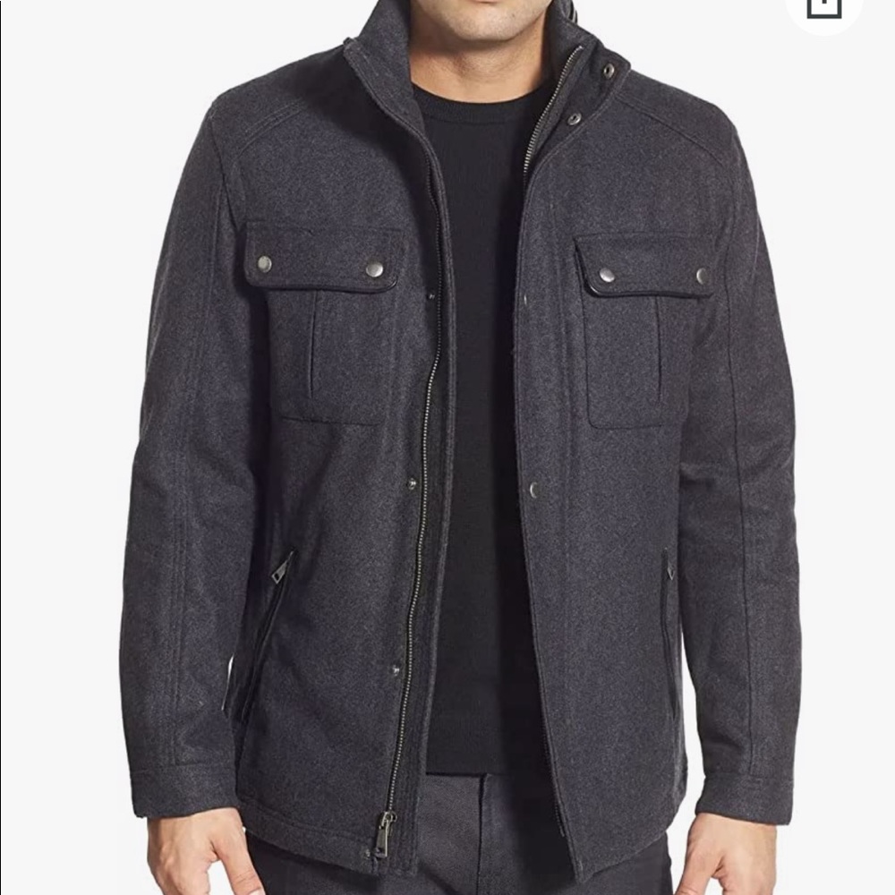 Cole Haan Signature Men’s Wool Jacket with Red Quilted Interior